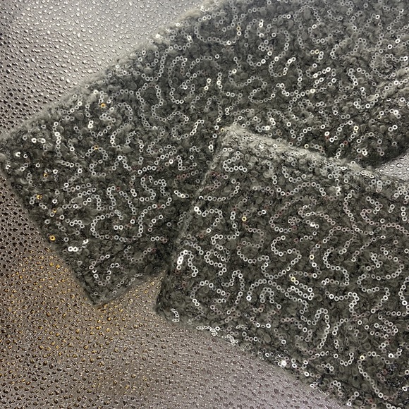 Boston Proper grey silver sequin jacket with ribbon belt - Picture 13 of 14